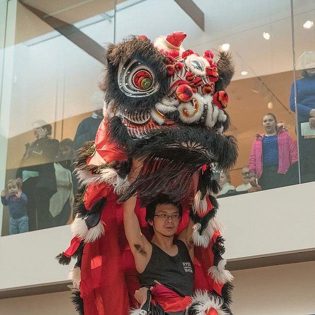 Year of the Earth Pig: It was a celebration of the lunar new year last Saturday at the Virginia Museum of Fine Arts’ ChinaFest: Year of the Earth Pig. Scores of families participated in the festivities that featured an exploration of Chinese art and culture through dance, calligraphy, tea tasting and art activities. Children and young adult dancers from Yu Dance Arts perform traditional Chinese dances with modern Western aesthetics. Performers from RYSE Lion Dance at VCU show off the Fut San style of lion dance that originated in ancient southern China. Youngsters could craft an Earth Pig with air-dry clay, decorate a Chinese folding fan, write their New Year’s wishes on a paper lantern, learn Chinese words and enjoy tai chi demonstrations and storytelling during the event. (Ava Reaves)