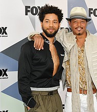 Actors Jussie Smollett, left, and Terrence Howard attend the 2018 Fox Network Upfront on May 14, 2018 in New York City.