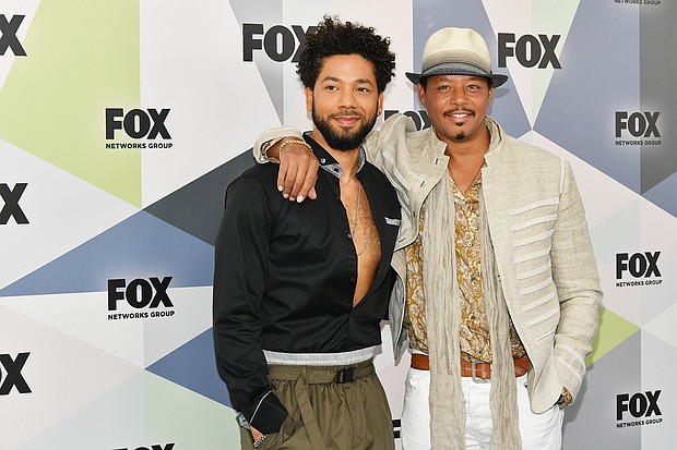 Actors Jussie Smollett, left, and Terrence Howard attend the 2018 Fox Network Upfront on May 14, 2018 in New York City.