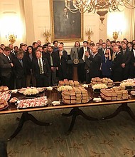 The champion North Dakota State Bison football team was in town, and McDonald's and Chick-Fil-A were on the lunch menu.
