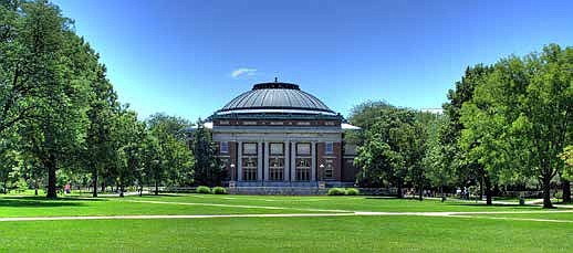 The Foellinger Auditorium (pictured) is located on campus at the University of Illinois at Urbana Champaign where qualifying Illinois residents will now have the opportunity to receive free tuition. Photo Credit: Herbert J. Brant