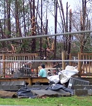Jessica Chandler and her four children dodged a bullet when a tornado tore through their Alabama neighborhood on Sunday and destroyed their house.