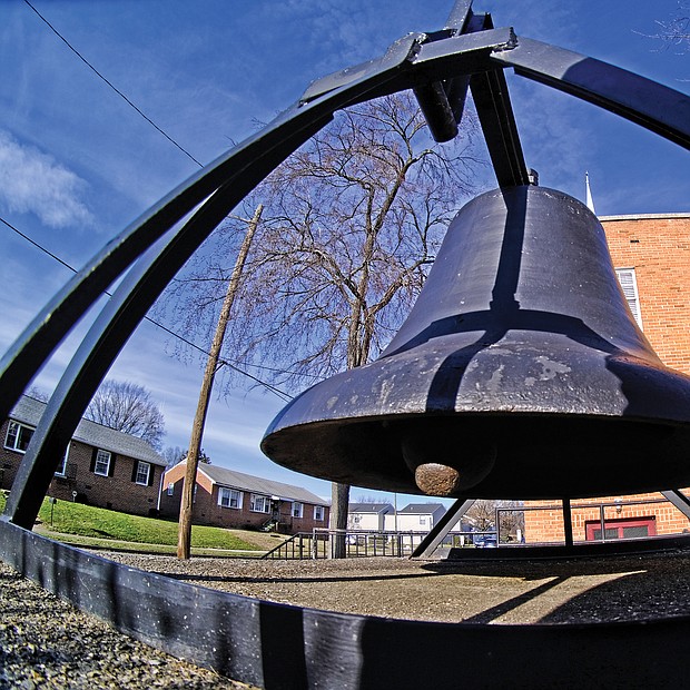 History tolls:
A piece of history sits in front of Thirty-first Street Baptist Church in the East End. It’s the original bell from the church tower that was placed between 1915 and 1917, according to accounts from the church website. When the church was destroyed by fire in November 1966, a new building was completed by May 1969. The original bell was placed on the church grounds in 1987. (Sandra Sellars/Richmond Free Press)