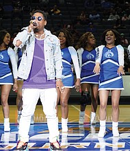 CIAA!: The annual CIAA Tournament is known for its fun — inside and outside the basketball arena. And this year in Charlotte, N.C., was no exception, as HBCU alumni, fans and family enjoyed four days of food, fun and activities in the Queen City. Singer, songwriter and actor Bobby V, right, takes the mic during halftime at the men’s final on Saturday, where Fayetteville State University cheerleaders were his backup dancers. (photos by Randy Singleton)