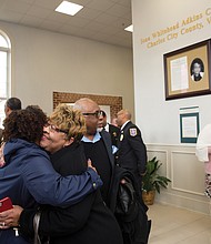 Courthouse renaming: The courthouse in Charles City County has a new name. On Feb. 17, it was renamed the Iona Whitehead Adkins Courthouse in honor of the county’s late circuit court clerk. In 1967, Mrs. Adkins was the first African-American elected to a court of record in the United States since Reconstruction. Mrs. Adkins served as the court clerk for 21 years until her retirement in 1988. She also was active with the local NAACP branch, the Charles City Civic League and St. John Baptist Church in Charles City until her death in October 2004. An array of elected officials attended the ceremony, including former Gov. Terry McAuliffe and Congressman Robert C. “Bobby” Scott. A plaque with Mrs. Adkins’ photo hangs in the courthouse foyer. (Photos by The Jones Photography & Media Co.)