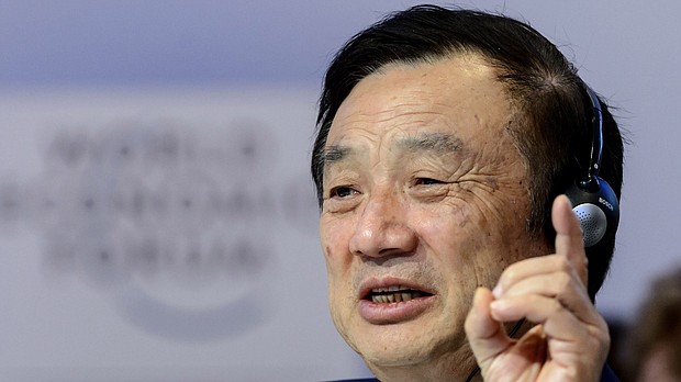 Ren Zhengfei at the World Economic Forum in Davos, Switzerland, in 2015. He has built Huawei into a company with annual revenue of more than $100 billion.