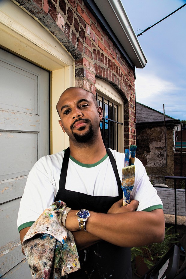 Richmond artist S. Ross Browne is frustrated with the city’s failure to pay for the damage caused to his South Side art studio by a busted fire hydrant. He poses in this 2013 photo after the Virginia Museum of Fine Arts purchased one of his works for its collection.