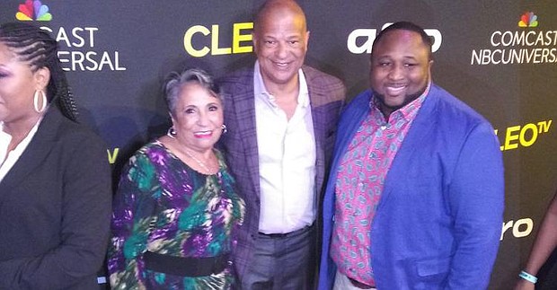 Urban One founder Cathy Hughes (left) with Urban One president and CEO Alfred Liggins III (center) and Cleo TV “New Soul Kitchen” star chef Jernard Wells.