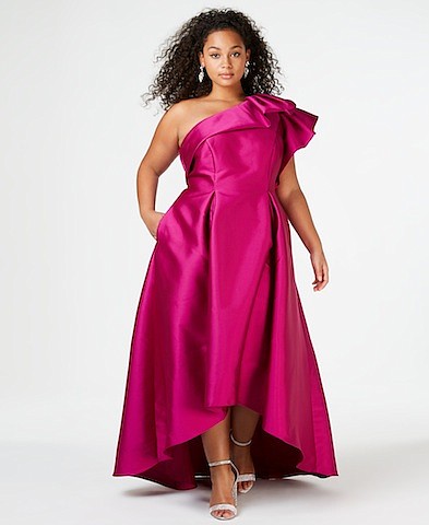 Adrianna Papell Plus Size One-Shoulder Gown, $279.00