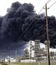 Thick black smoke filled the sky surrounding the Houston suburbs last week as a massive fire burned at a petrochemical storage facility for four days.
