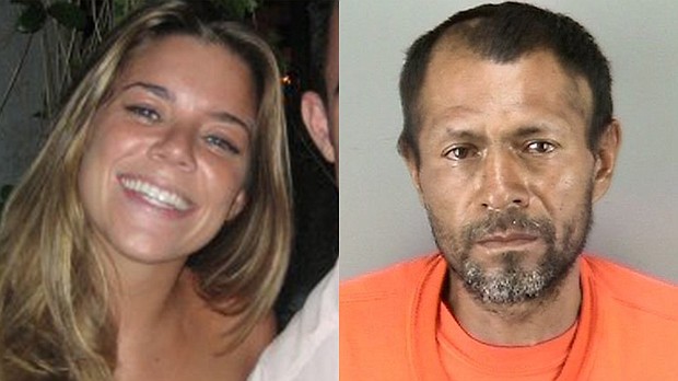 Kate Steinle (left), 32, was killed in July 2015. Jose Ines Garcia Zarate (right) was acquitted December 2017 in the death of Steinle. The parents of Steinle cannot sue San Francisco for refusing to tell immigration officials of the shooter's release from local custody a few months before the killing, a federal appeals court ruled.
