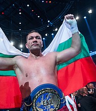 Kubrat Pulev, the 37-year-old Bulgarian heavyweight champion who knocked out Bogdan Dinu in Costa Mesa, California, over the weekend was so "elated" after his victory, he decided to kiss the female reporter who interviewed him afterward.