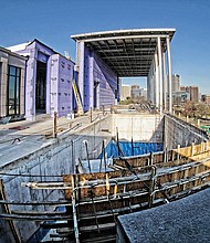 This $28 million addition to the Virginia War Memorial is just months away from completion. Begun in the summer of 2017, the two-year development will expand the shrine to recognize Virginians killed in the Global War on Terrorism, add a gallery to honor Virginians who have received the Medal of Honor, provide more exhibit space, create a 350-seat lecture hall and a studio for recording oral histories and provide 170 parking spaces underground. Public money and private donations are funding the project that will double the size of the nearly 70-year-old memorial at 621 S. Belvidere St. (Sandra Sellars/Richmond Free Press)