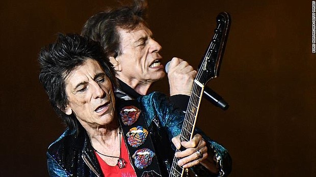 Ronnie Wood (L) and Mick Jagger performing in Marseille, France, in June 2018.