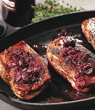 Mocha-Rubbed Duck Breast with Cherry and Red Wine Pan Sauce
