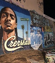 A street mural popped up in Hartford of rapper Nipsey Hussle on Wednesday evening.