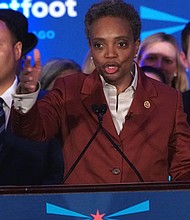 After her landslide victory, Lori Lightfoot speaks to her supporters as the Chicago’s first Black female mayor.