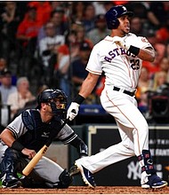 Astros outfielder Michael Brantley was one of many players to take advantage of being home.
/photo courtesy of Republican-American