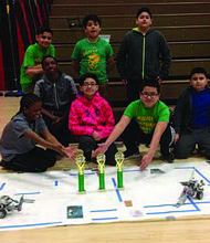 Students from Wilson Elementary in Chicago Heights recently won the Unit Six 4H STEMbot Challenge and will go on to the state competition in May. Photo Credit: Chicago Heights School District 170