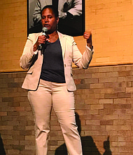 Fourth Ward Alderman, Sophia King (pictured), recently hosted a Town Hall Meeting to give residents an update on a variety of topics including development, safety, infrastructure, education in the Fourth Ward. Photo Credit: Katherine Newman