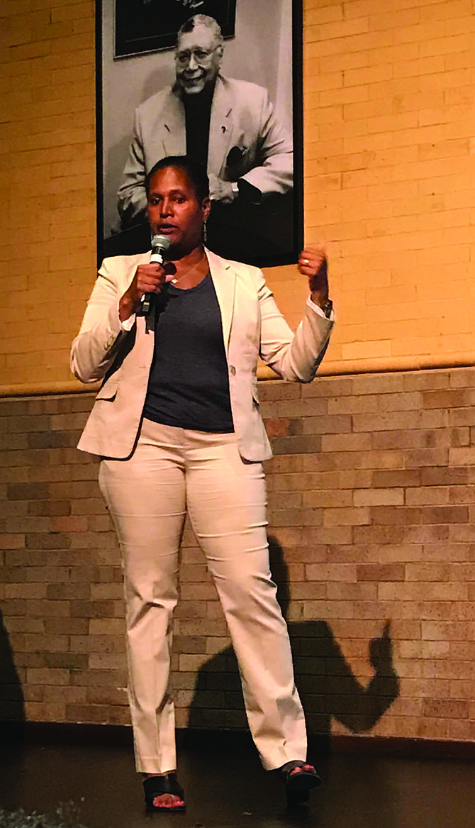 Fourth Ward Alderman, Sophia King (pictured), recently hosted a Town Hall Meeting to give residents an update on a variety of topics including development, safety, infrastructure, education in the Fourth Ward. Photo Credit: Katherine Newman
