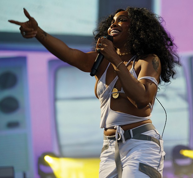 Singer SZA fires up the crowd on Saturday.
