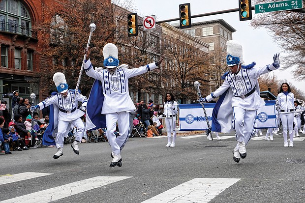 Hampton University Marching Force at 2017 Christmas Parade in Richmond.