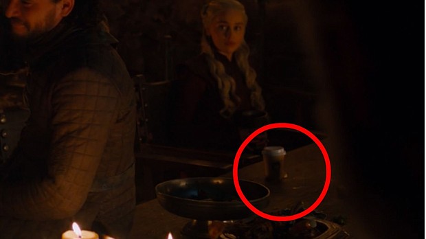 A coffee cup on a table in the great hall of Winterfell in the fictional, very coffee-less realm of Westeros.