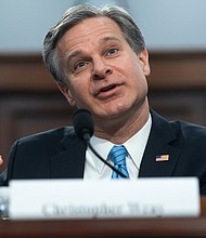 FBI Director Christopher Wray testifies during a US House Commerce, Justice, Science, and Related Agencies Subcommittee hearing on April 4, 2019. He told a Senate panel that the bureau is "working to help" Attorney General William Barr as he reviews the origins of the Russia investigation