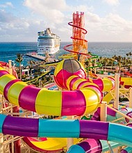Thrill Waterpark features 13 water slides and the Caribbean's largest wave pool. The park is part of Royal Caribbean's revamped private Bahamas island called Perfect Day at CocoCay.