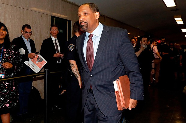 Harvard law professor Ronald Sullivan Jr. enters court for an April hearing in the Harvey Weinstein case.