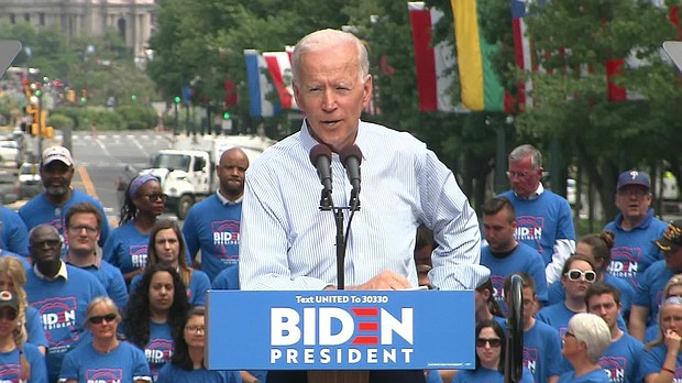 Joe Biden used the first major rally of his 2020 presidential campaign to issue a call for unity.