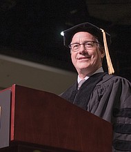 Andrew C. Florance, founder and chief executive officer of CoStar Group, tells graduates about how his life changed from adversity to success during Virginia Commonwealth University’s commencement last Saturday. Nearly 5,000 students earned degrees from VCU. Commencement exercises were held for the first time at the Greater Richmond Convention Center in Downtown because the Richmond Coliseum is closed.