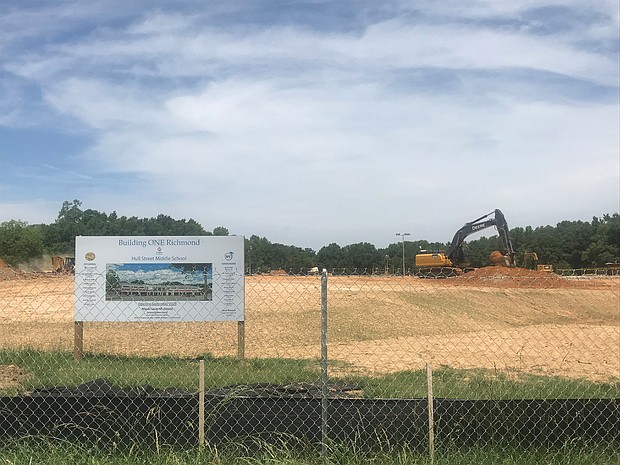 Site work is taking place for Richmond Public Schools’ new middle school at 6300 Hull Street Road in South Side. The initial $50 million cost has now risen to more than $60 million.