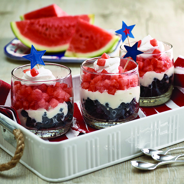 Red, White and Blue Watermelon Parfait
