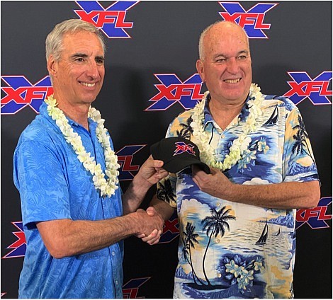 XFL Commissioner & CEO Oliver Luck and Houston XFL Head Coach June Jones