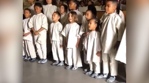Two of his children, daughter North and son Saint, popped up in videos reportedly from this week's service.