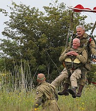 For most people, a summer trip to France is a chance to relax in beautiful surroundings and to savor the country's fine food. For Tom Rice of San Diego, it's an opportunity to relive the time he nearly died jumping from a C-47 Douglas airplane, then was shot at, again and again.