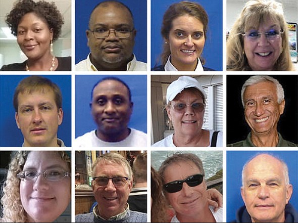 The combination of photos provided by the City of Virginia Beach on Saturday, June 1, 2019 shows victims of Friday's shooting at a municipal building in Virginia Beach, Va. Top row from left are: Laquita C. Brown, Ryan Keith Cox, Tara Welch Gallagher and Mary Louise Gayle. Middle row from left are Alexander Mikhail Gusev, Joshua O. Hardy, Michelle "Missy" Langer and Richard H. Nettleton. Bottom row from left are Katherine A. Nixon, Christopher Kelly Rapp, Herbert "Bert" Snelling and Robert "Bobby" Williams.