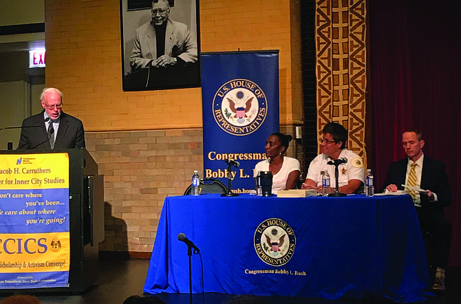 Congressman Bobby Rush recently held a public forum to discuss the possibility of there being an active serial killer targeting African American women on the south and west sides of Chicago. Photo Credit: Katherine Newman