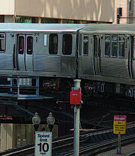 Tom Schaffner, a retired corporate communications executive, journalist and self-proclaimed Chicagophile founded Enter L Stop Tours earlier this year which uses Chicago’s L to transport guests on tours to various city neighborhoods. In this photo, a Pink Line train approaches Randolph/Wabash. Photo Credit: Douglas Rahden