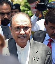 Former Pakistani President Asif Ali Zardari arrives Monday for his bail appeal at Islamabad High Court.