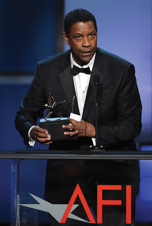 Denzel Washington addresses the audience during the American Film Institute ceremony honoring him on June 6.