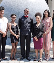 Richmond Public Schools valedictorians, from left: Jordan Baker of Community High, Lahjae White-Patterson of Huguenot, Laura Blackwell of Armstrong, William Wilkins of Franklin Military Academy, Alexis Stokes of John Marshall, Chantal Hernandez of Open High, Majestic Colley of George Wythe and Cozette Bell-Ferguson of Thomas Jefferson. (Richmond Public Schools photo)