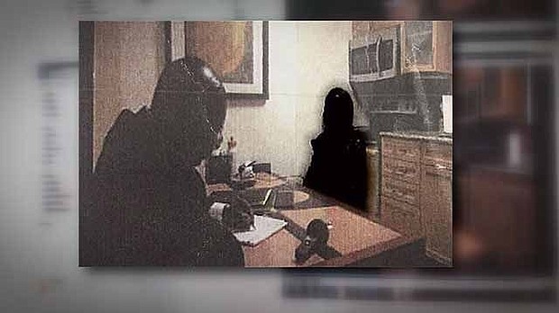 A screen shot of the video of an interview Tisaby did of the woman at the center of the Greitens invasion of privacy case.