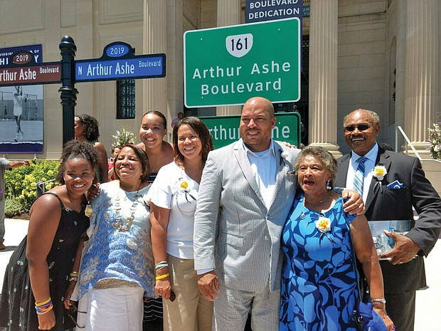 Members of the Ashe family at the dedication ceremony.