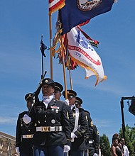 Members of the U.S. Armed Forces Color Guard from Fort Lee present the colors during the ceremony. (Sandra Sellars/Richmond Free Press)