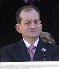 House Speaker Nancy Pelosi called for Labor Secretary Alexander Acosta to resign over his handling more than a decade ago of a plea deal for multi-millionaire Jeffrey Epstein, who was recently charged with allegedly having operated a sex trafficking ring in which he sexually abused dozens of underage girls./Source:	Al Drago/Getty Images