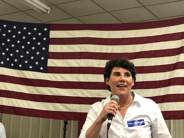 Amy McGrath, the former fighter pilot who narrowly lost a bid for Congress last year, on Tuesday launched her campaign to unseat Senate Majority Leader Mitch McConnell./Source:	Kyung Lah/CNN
