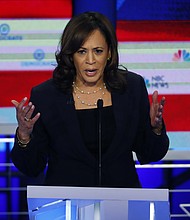 California Sen. Kamala Harris defended House Speaker Nancy Pelosi in a new interview, stating that she has had "a different experience" than New York Rep. Alexandria Ocasio-Cortez, who recently accused the House leader of "singling out of newly elected women of color."